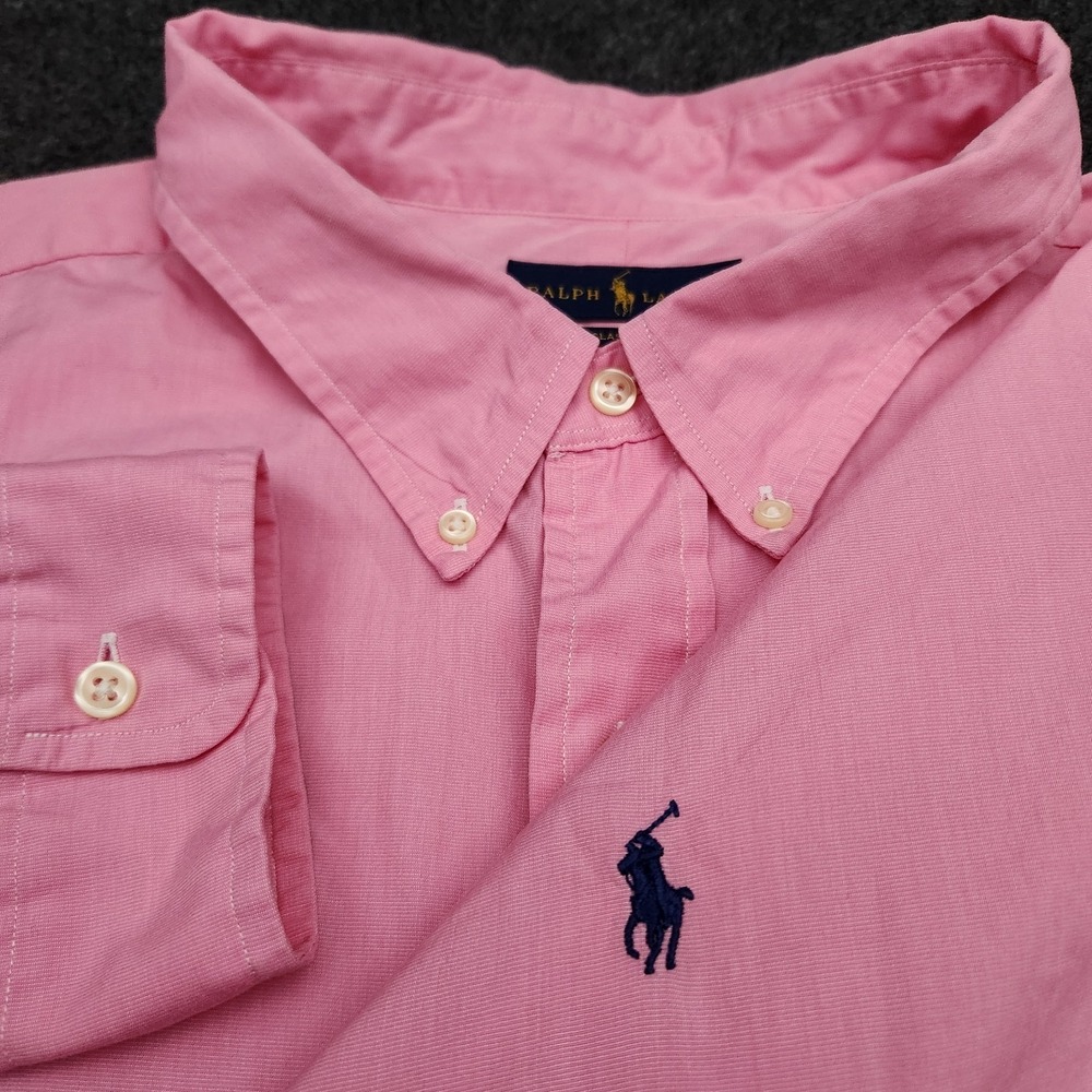 Ralph Lauren Mens 4XLT Tall Pink Solid Classic Fit Button Down Shirt
